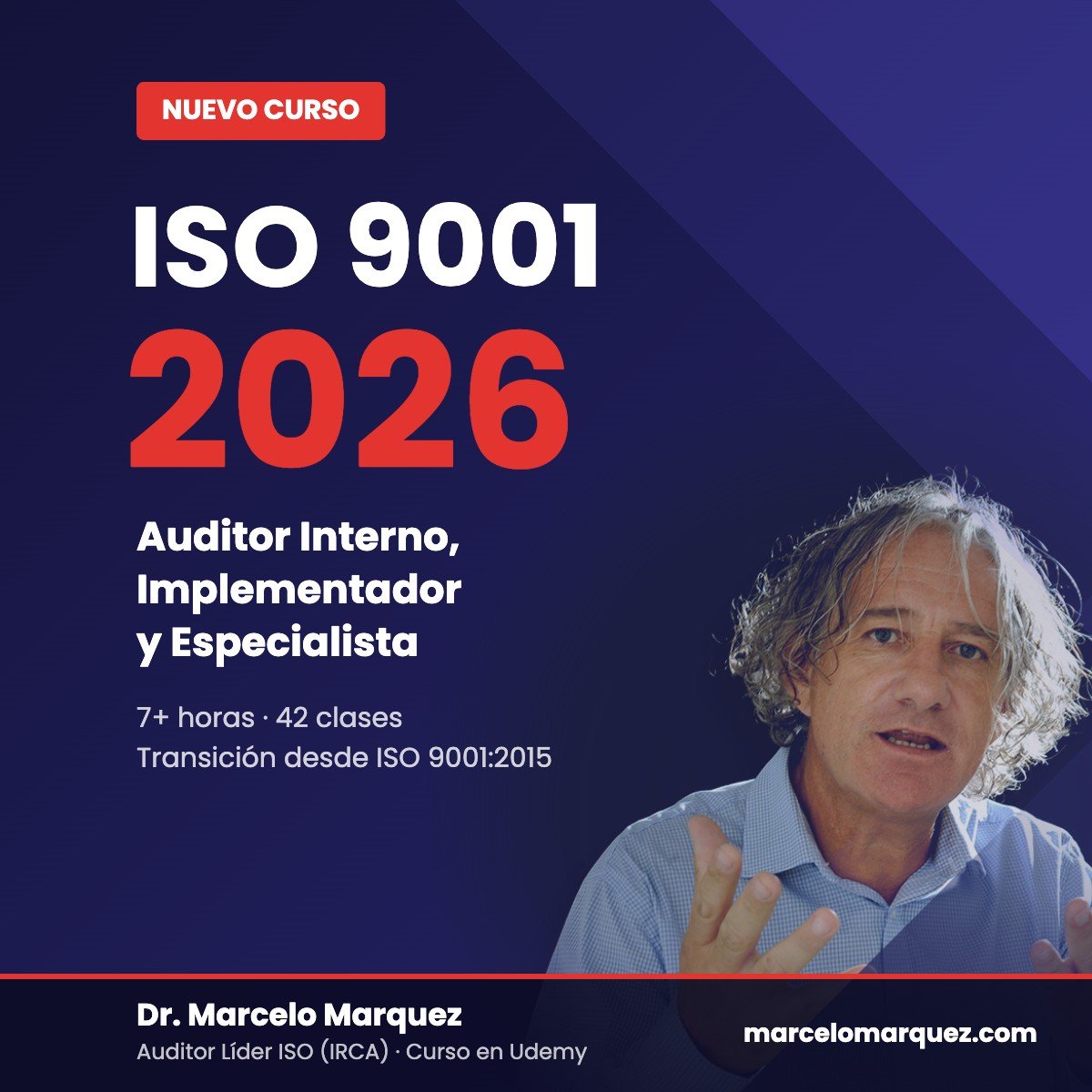 Curso ISO 9001:2026 Auditor Interno, Implementador y Especialista – Dr. Marcelo Marquez